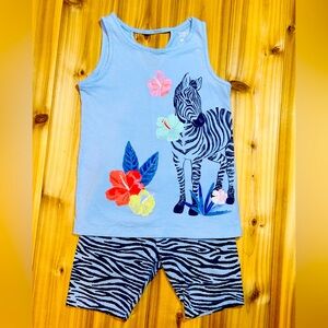 Carters Girls Set Size 8 Zebra Print Shorts and Tank Top Excellent Condition Zoo